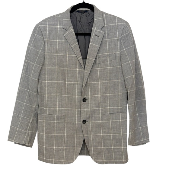 Brooks Brothers 1818 Milano Fit  Gray Drago Wool Italianwindowpane plaid  42R